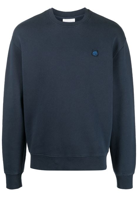 Felpa con applicazione volpe in blu - uomo MAISON KITSUNÉ | LM00302KM0307P476